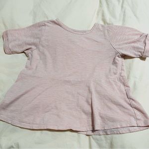 Mabel+Honey Girls Pink and White Striped Short Sleeve Shirt. Size 10